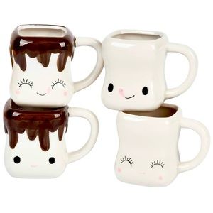 Ceramic Marshmallow Mug Set of 4 with Handles